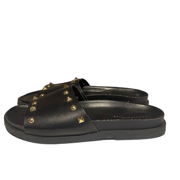 Mercer & Madison leather studded slides black 8 - Picture 2 of 8